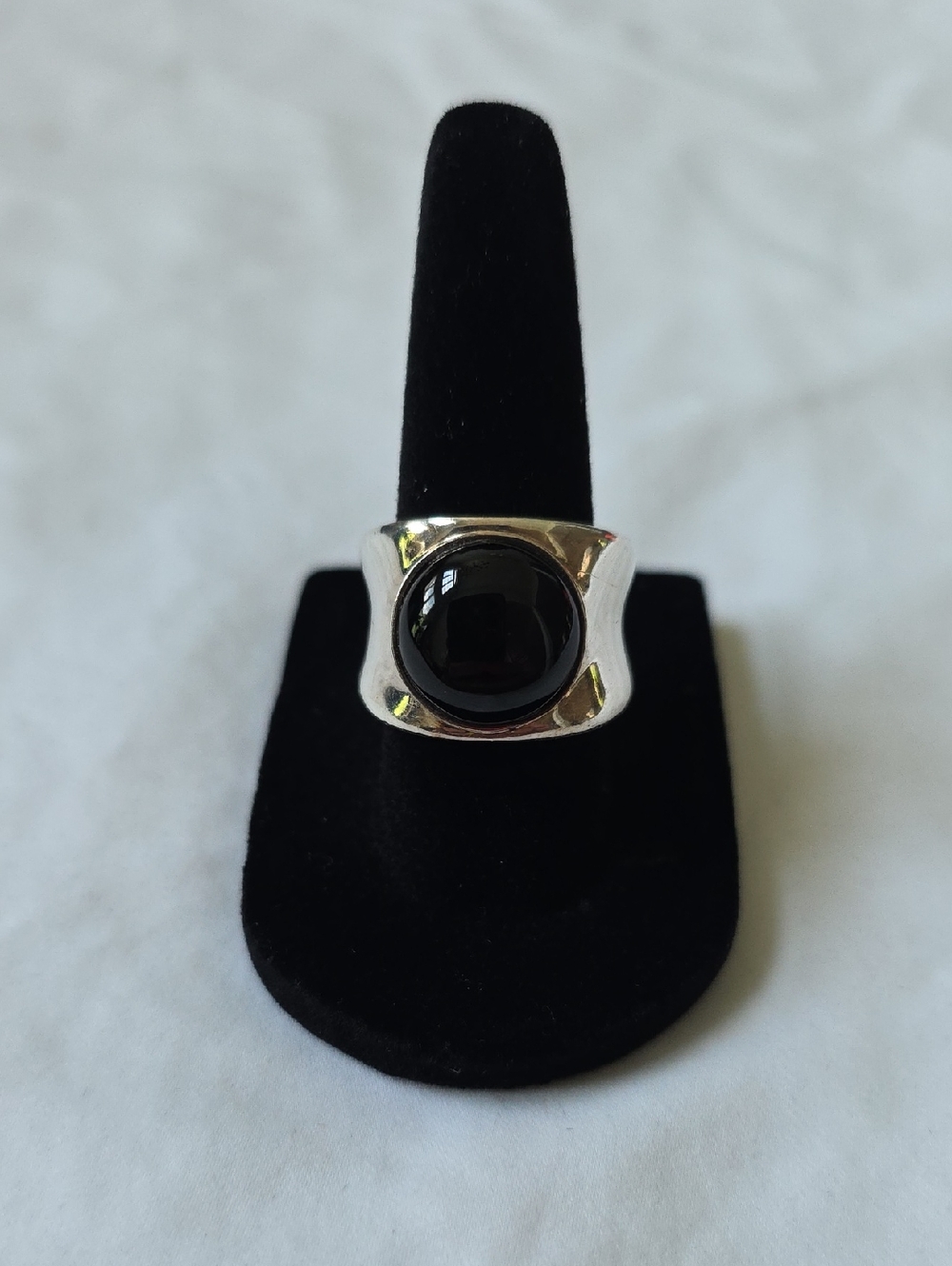 Sterling Silver Black Onyx Dome Ring Size 7